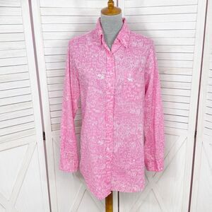 Vintage Pink Victorias Secret Graffiti Print Sleep Night Shirt Pink White Medium
